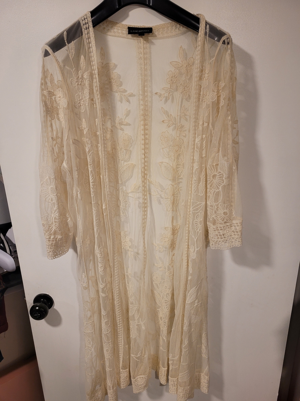 Lane Bryant Cream Lace Floral Sheer Duster